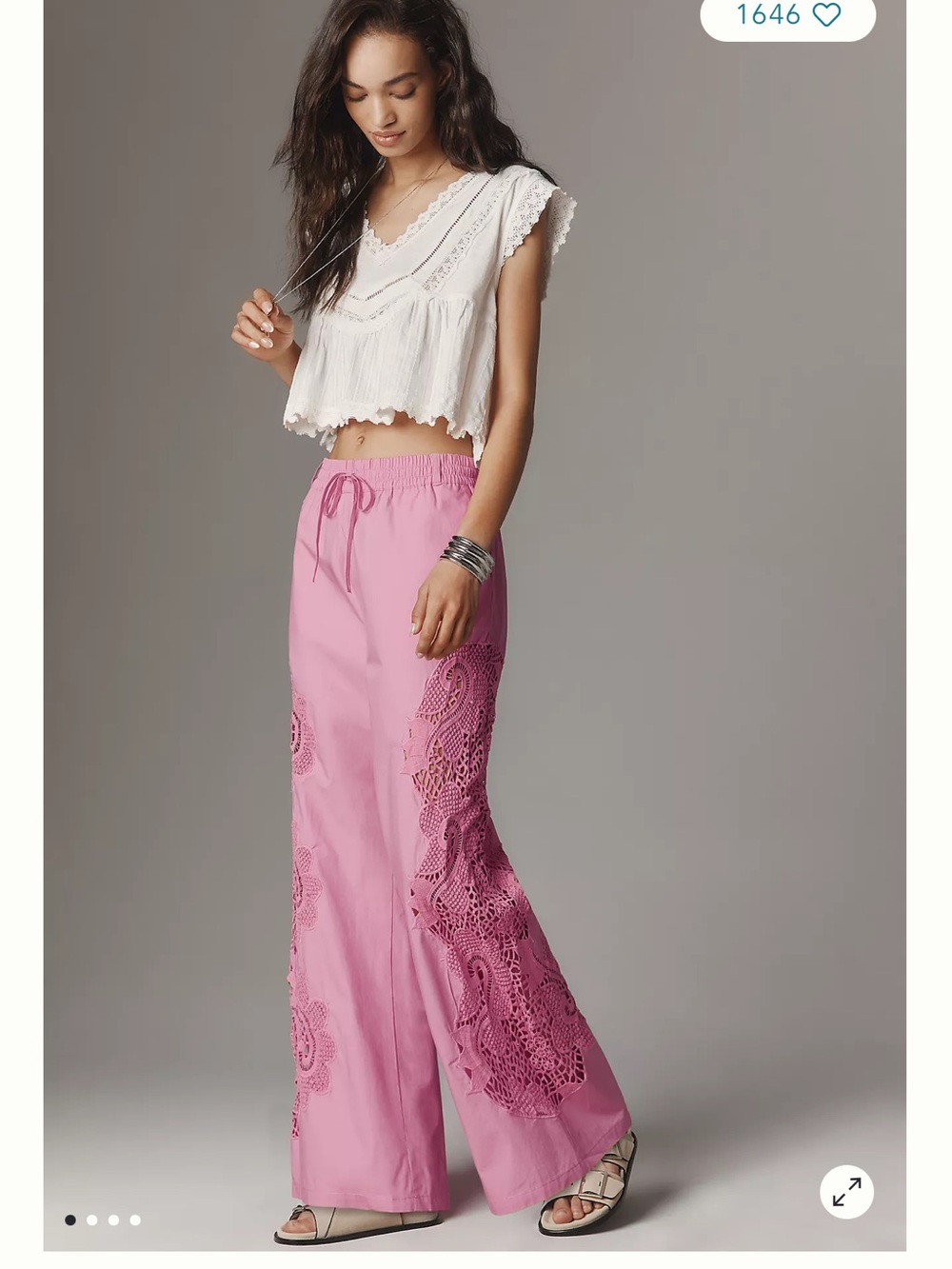 Anthropologie The Brooklin Embroidered Track Pant By Maeve Pink M